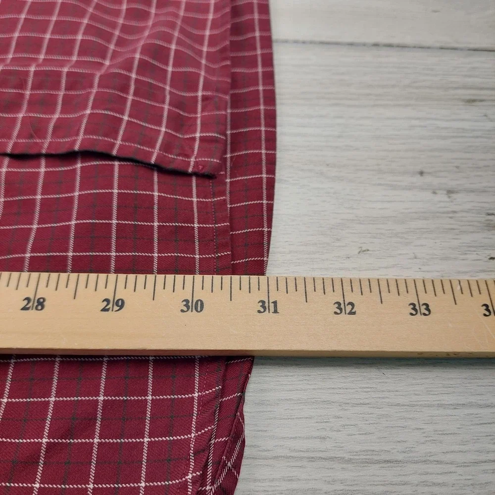 Polo Ralph Lauren Button Down Men XL Burgundy Grid Classic Fit Cotton Shirt